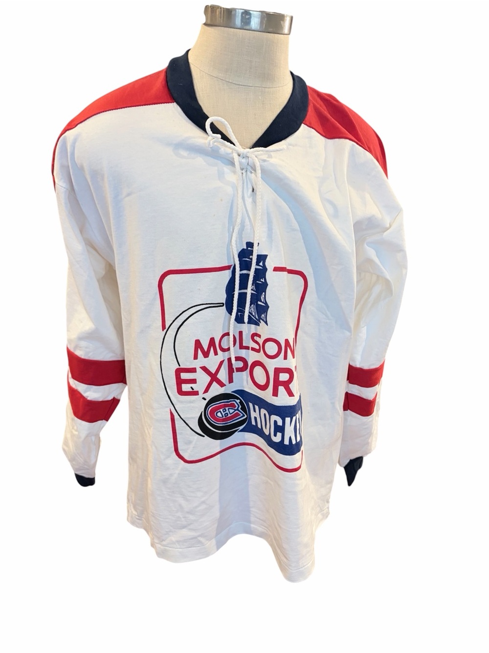 Rare vintage Montreal Candiens Laced hockey jersey Molson Export Beer 1990